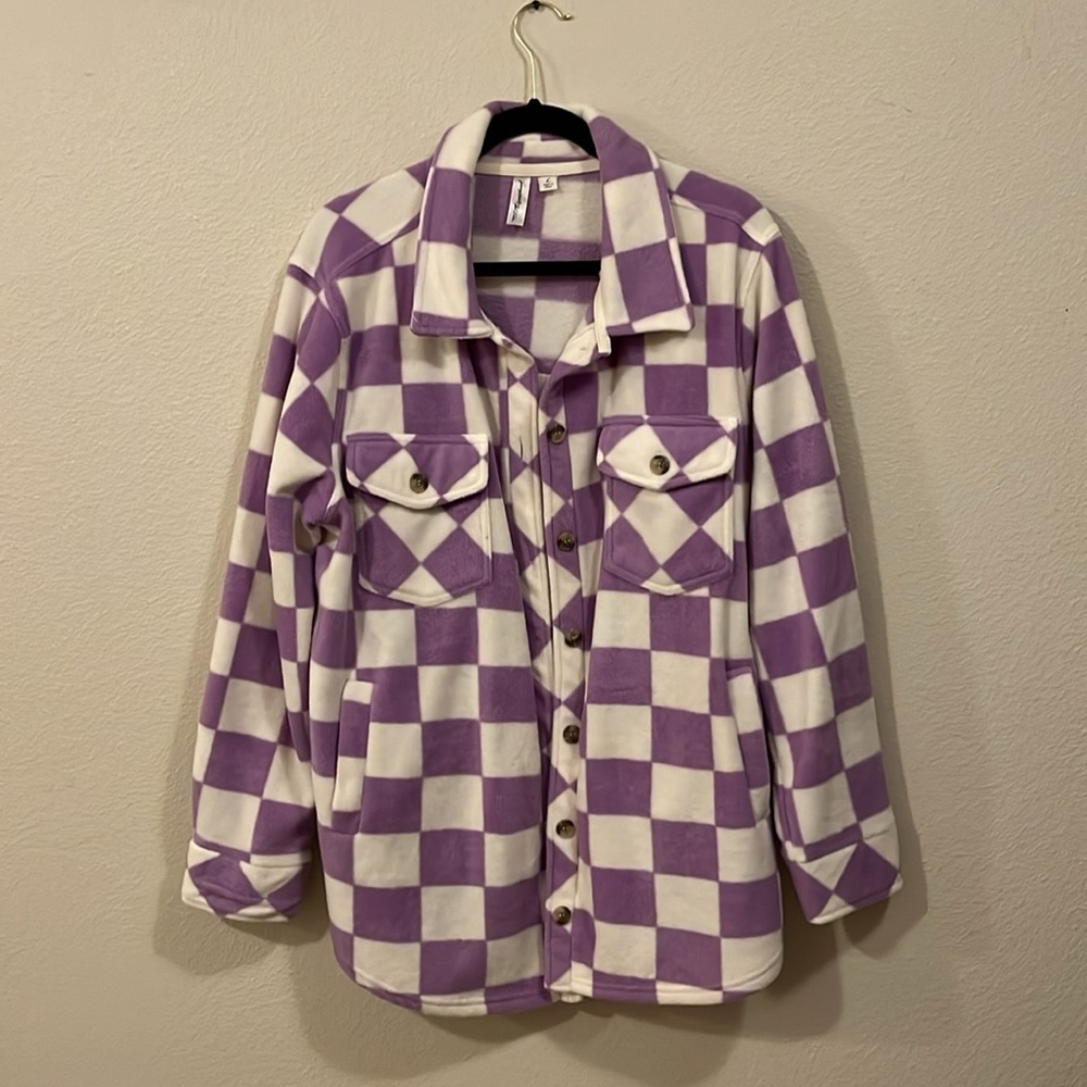 Checkered purple cozy shackett